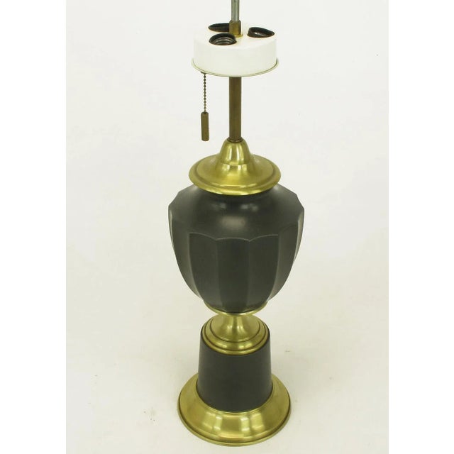 Lightolier Lightolier Neoclassical Brass and Darkest Green Urn Form Table Lamps - a Pair For Sale - Image 4 of 9