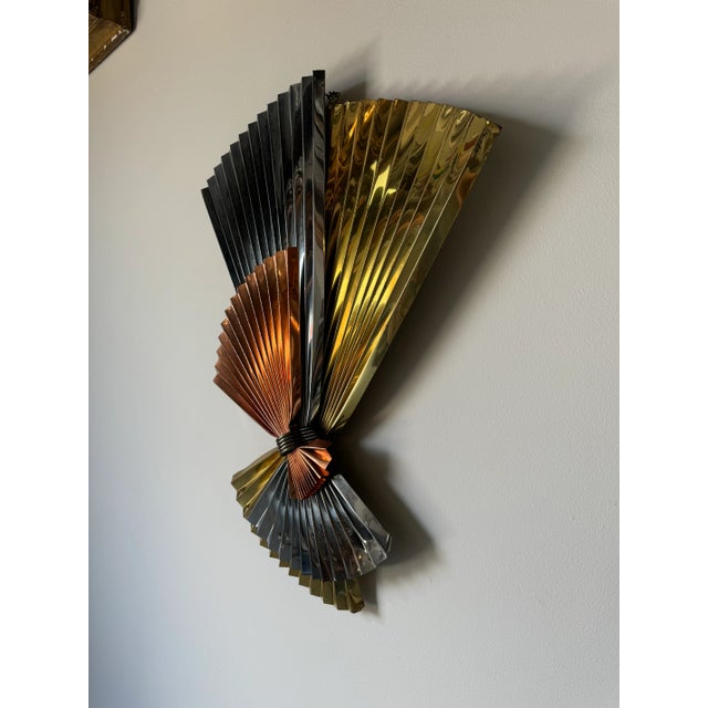 Mid-Century Modern Curtis Jere Modernist Fan Wall Sculpture, Signed For Sale - Image 3 of 12