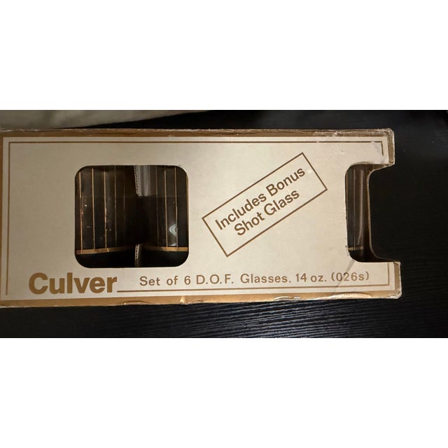 Mid-Century Modern Vintage Deadstock Culver 22kt Gold Devon Black & Gold Glasses with Box- Set of 6 For Sale - Image 3 of 6
