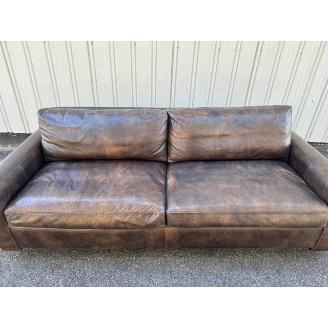 2020s Restoration Hardware Leather Maxwell Sofa For Sale - Image 5 of 8