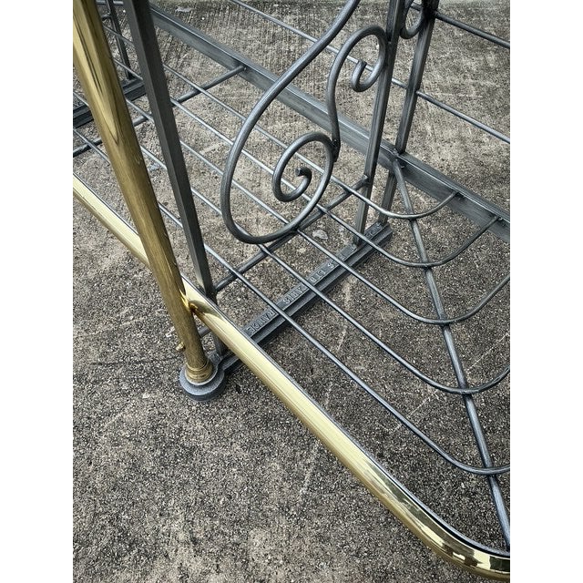 Late 20th Century Vintage French Brass Rail Bakers Rack For Sale - Image 5 of 12