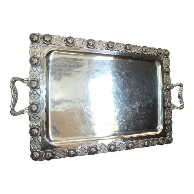 Late 19th Century Rectangular Sterling Silver Serving Platter For Sale