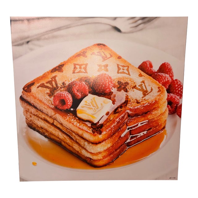 "Le French Toast" Oliver Gal Large Framed Handmade Canvas Food Still Life Pop Art Painting For Sale