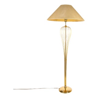 German Floor Lamp in the Shape of a Whisk, Gold-Plated Brass, by Bankamp, 1970s For Sale