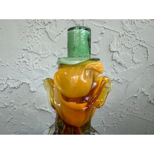 Green Vintage Tuscany Italian Hand-Blown Art Glass Clown Figurine With Aventurine Inclusions For Sale - Image 8 of 12
