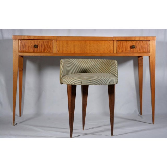 Wood Maple and Cedar Wood Desk with Stool, 1960s, Set of 2 For Sale - Image 7 of 7