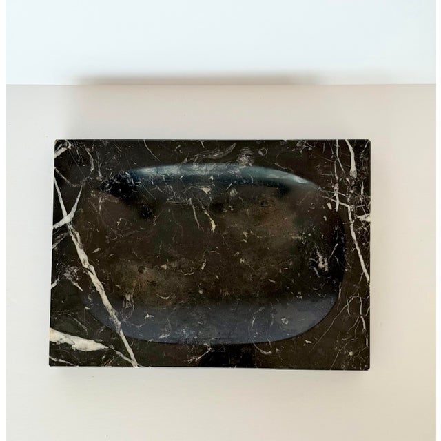 1970s Monumental Black Marble Stone Rectangular Catchall Tray For Sale In Detroit - Image 6 of 10