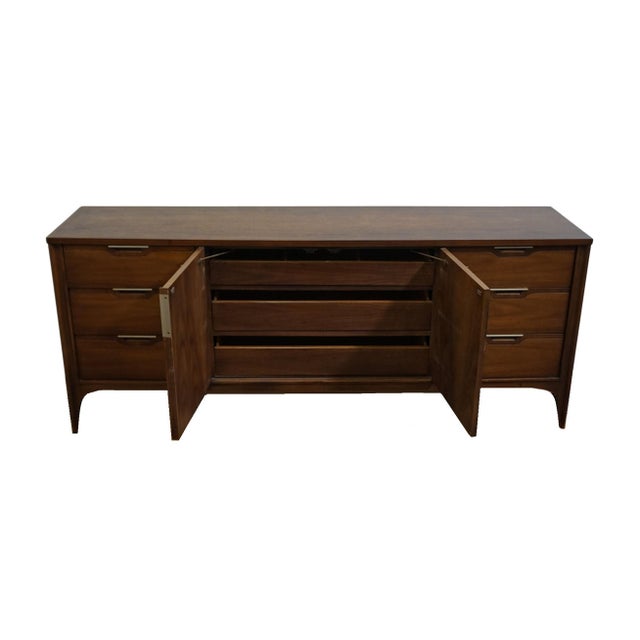 Mid 20th Century Kent Coffey Solid Walnut MCM Mid Century Modern 76" Triple Dresser 7702 For Sale - Image 5 of 16
