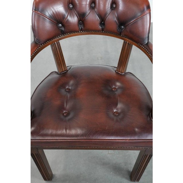 English Style Dark Brown Cowhide Chesterfield Chair For Sale - Image 6 of 13