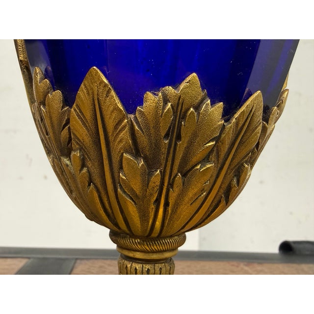 Swedish Neoclassical Gilt Bronze-Mounted Cobalt Blue Vases, Pair For Sale - Image 10 of 12
