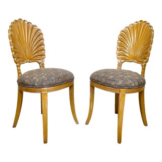 Vintage Carved Wood Grotto Shell Chairs- a Pair For Sale