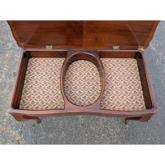 Vintage Solid Mahogany Cabriole Leg Piano Bench With Partitioned Storage For Sale In Washington DC - Image 6 of 11
