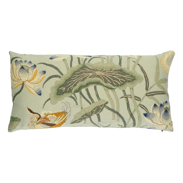 This pillow features Lotus Garden with a self welt finish. Lotus Garden is an enchanting pattern recreated from a 1920s...