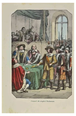 Auguste Wahlen, Cromwell Dissolving the Parliament, Lithograph, 1844