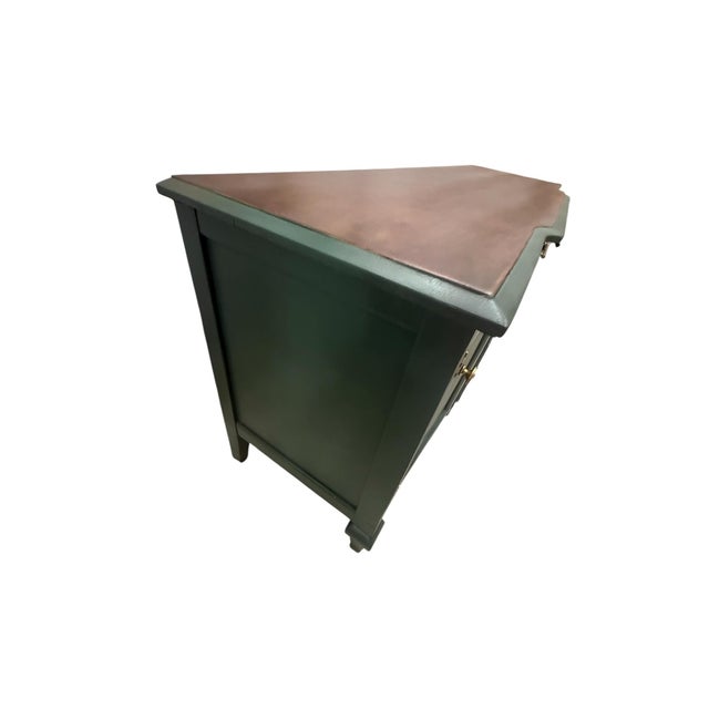 Vintage Emerald Green Credenza Media Console With Walnut Finished Top For Sale In Miami - Image 6 of 10