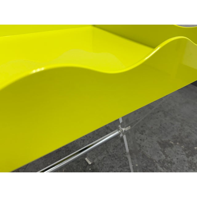Paint Rita Konig for the Lacquer Company Belles Rives Lime Green Tray, Large For Sale - Image 7 of 12