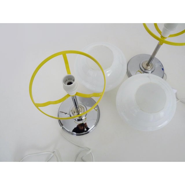 Silver Space Age Table Lamps in Chrome Metal Globe Opaline, 1970s SET OF 2 For Sale - Image 8 of 10
