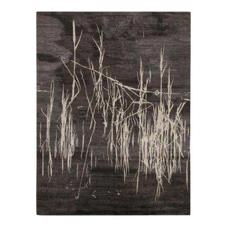 Rug & Kilim’s Modern Abstract Rug “Water Wonder Night” in Black and White For Sale