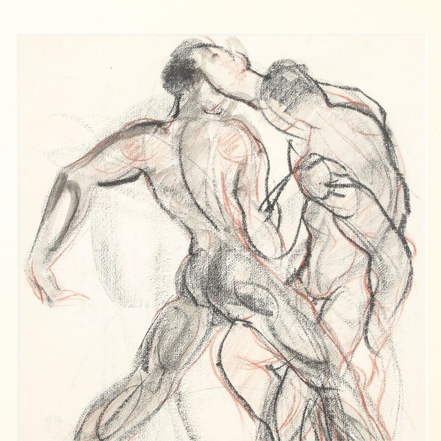 This captivating Mid-Century Modernist artwork titled "Boxers", created by acclaimed American artist Boris Lovet-Lorski in...