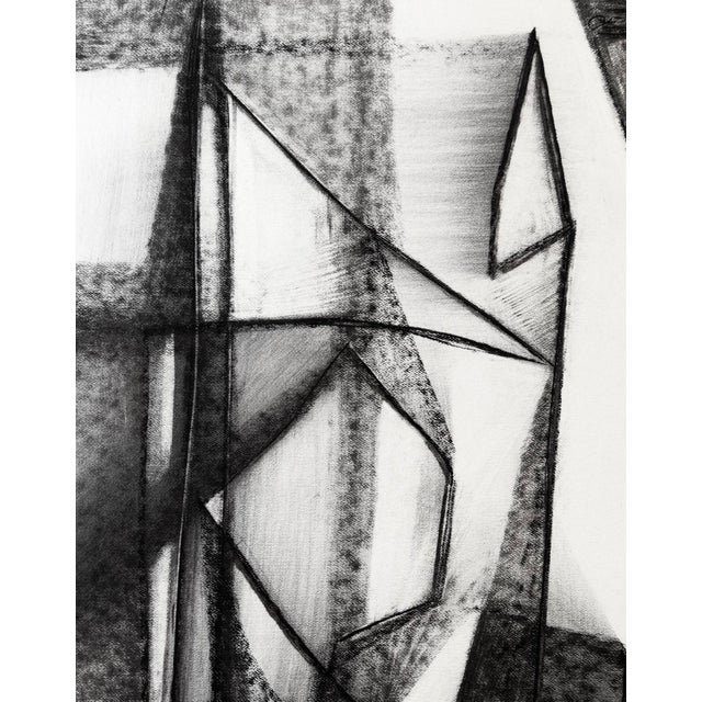 Silvin Bronkart, Large Geometric Abstract Composition, 1953, Charcoal on Paper For Sale - Image 4 of 10