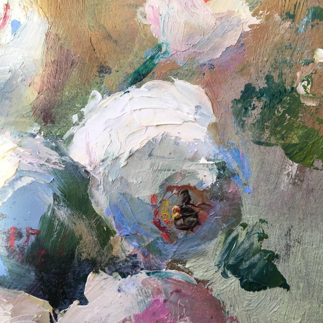 Framed Floral White Flowers Peonies Bouquet Original Painting by Valeriya Serova For Sale - Image 12 of 14