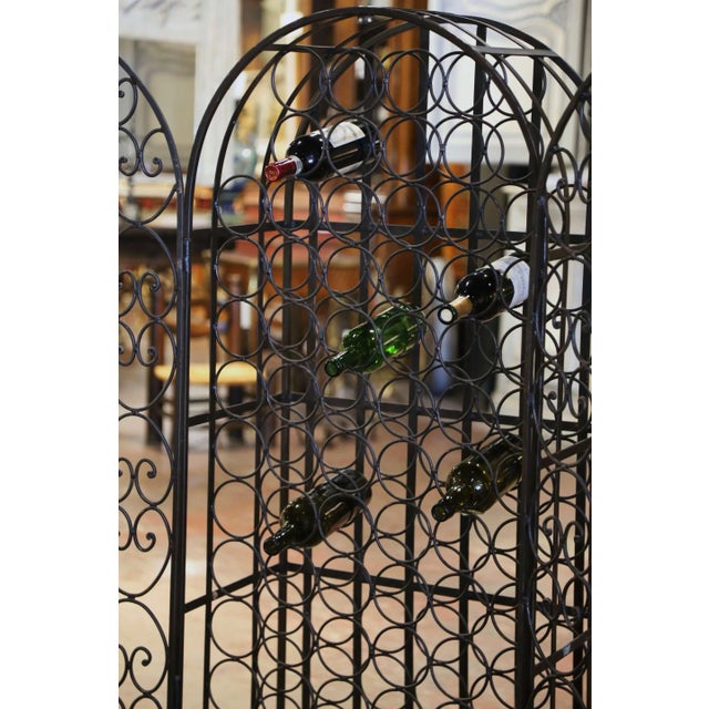 Metal Mid-Century French Iron Sixty-Eight Bottle Wine Rack With Lock and Keys For Sale - Image 7 of 9