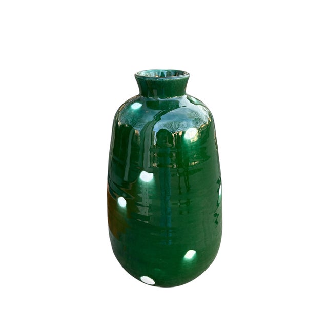 Thickly Glazed Vase in Malachite Color For Sale - Image 5 of 5