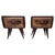 Mid-Century Art Deco Italian Nightstands in Walnut and Glass Top, 1950s, Set of 2 For Sale - Image 10 of 10