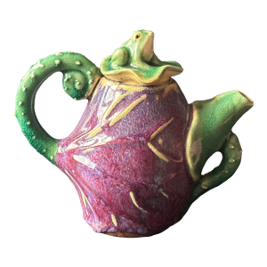 Decorative Studio Art Pottery Teapot With Frog on Lily Pad Lid