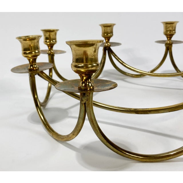 Vintage Brass Danish Style 8-Arm Candelabra For Sale In Kansas City - Image 6 of 8