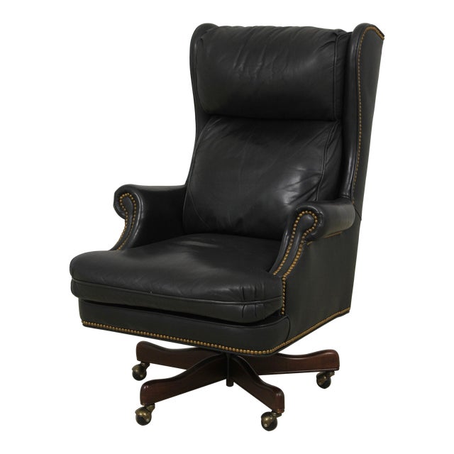 Bradington Young Black Leather Office Desk Chair Chairish