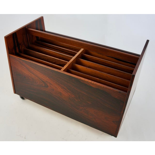 Bruksbo Mid 20th Century Rolf Hesland for Bruksbo Brazilian Rosewood Lp Record Caddy/Magazine Rack For Sale - Image 4 of 10