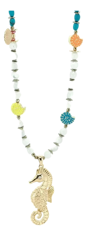 Summer Magic Seahorse & Shell Beaded Necklace