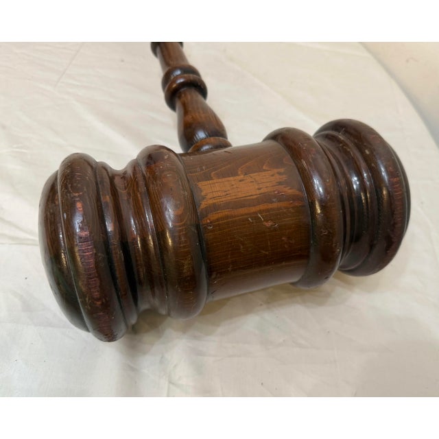 Industrial Huge Vintage Handmade Carved Turned Wooden Solid Wood Judge Auction Gavel Large For Sale - Image 3 of 11