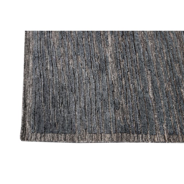 21st Century Contemporary Textured High Low Wool Rug For Sale - Image 4 of 13