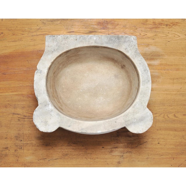 Large 19th Century European Carved Carrara Marble Mortar Basin For Sale - Image 4 of 18