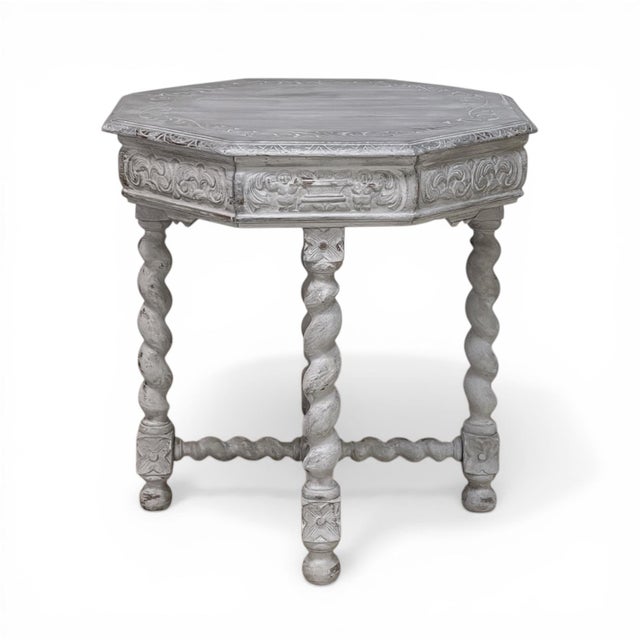 Antique Renaissance Octagonal Painted Center Table ~ End Table For Sale - Image 15 of 15