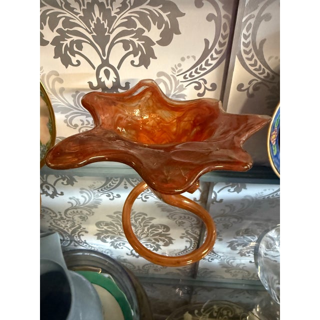 Glass Vintage 1970''s Art Glass Tulip Swirl Vase For Sale - Image 7 of 7