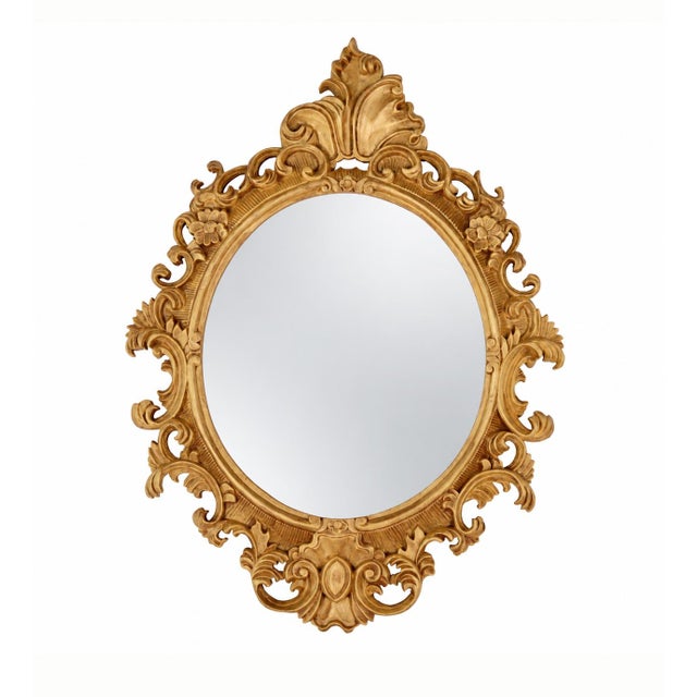 A Vintage Rococo-Style Gold Oval Wall Mirror For Sale - Image 11 of 11