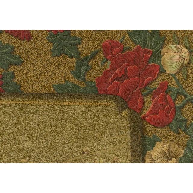 Title: Japanese Lacquer and Textile Tray Designs: Antique Lithograph, 1880s : This exquisite lithograph from the 1880s...
