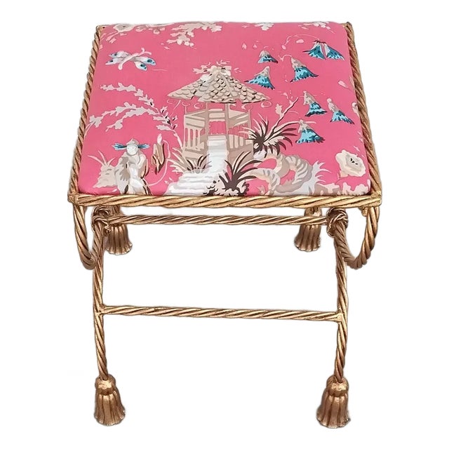 1970s Italian Iron Gilded Bench For Sale