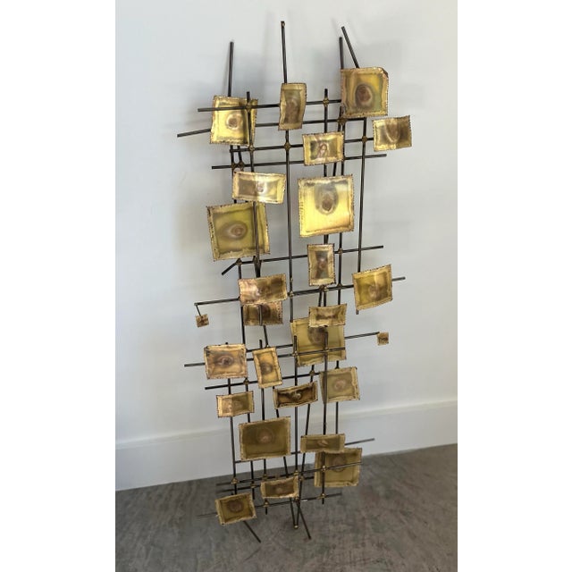 Gorgeous mid-century brutalist piece that can be hung horizontally or vertically in the bold and textural styles of Jere,...