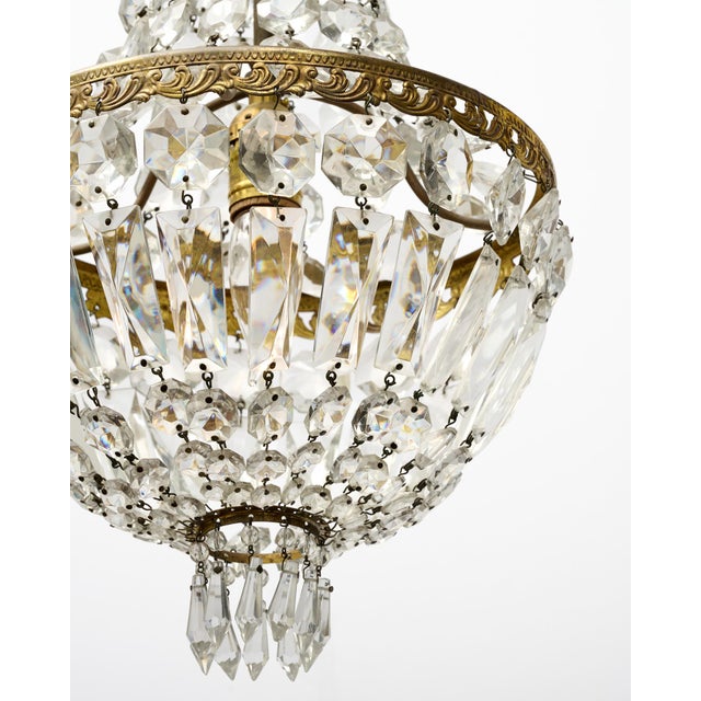 1920s French Louis XVI Crystal and Gilt Bronze Basket Chandelier For Sale In Austin - Image 6 of 9