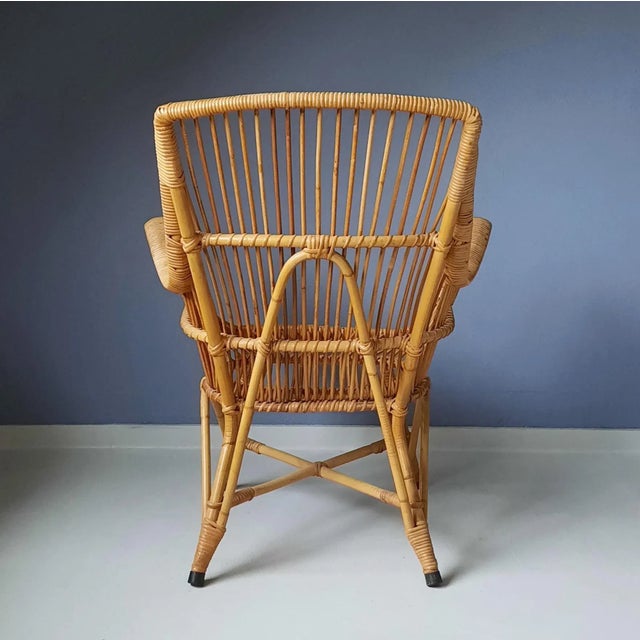 Vintage Lounge Chair in Rattan, 1960s For Sale - Image 6 of 9