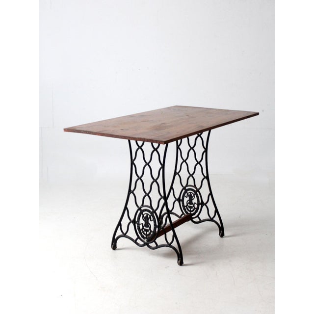 Antique Singer Iron Base Table With Wood Top For Sale - Image 9 of 15