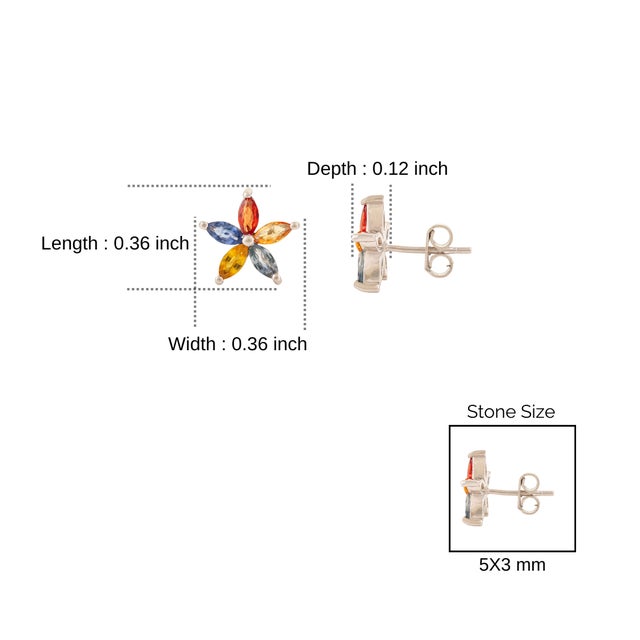 Silver Modernist Silver Multi Sapphire Starburst Stud Earrings for Daughter- 2 Pieces For Sale - Image 8 of 10