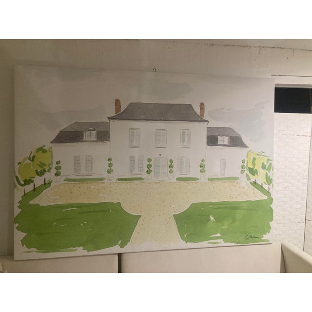Gorgeous French Chateau Painting Printed on a Large Canvas. The canvas is professionally stretched and wrapped on a deep...