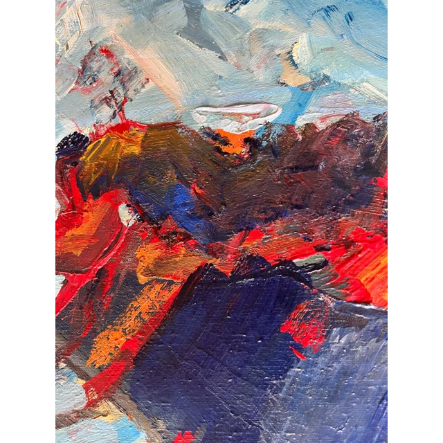 Mid 20th Century Modern Abrtract Oil and Gesso Painting on Canvas by Ann Stevenson For Sale - Image 5 of 9