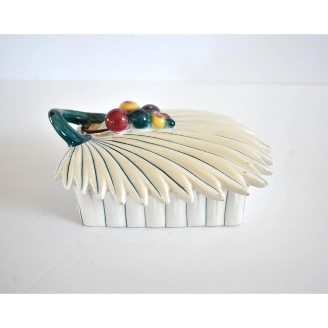 Mediterranean Italian Ceramic Trinket Box With Palm Frond For Sale - Image 3 of 10