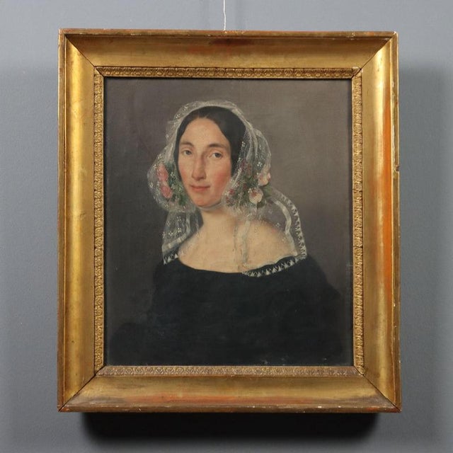 Lombard School Artist, Portrait of a Young Woman, Mid-19th Century, Oil Painting on Canvas, Framed For Sale - Image 9 of 9